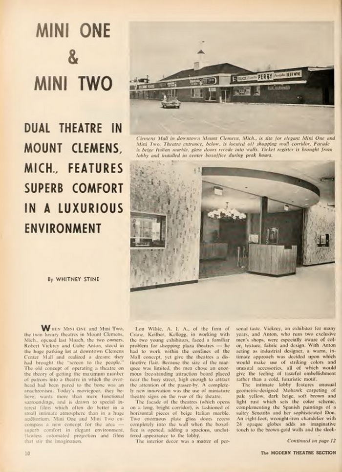 Mini Theatre 1&2 - June 7 1971 Box Office Magazine Article